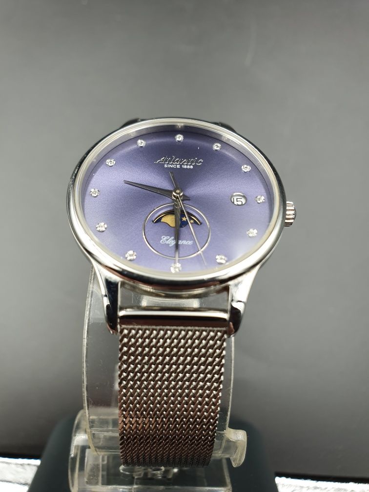 Atlantic Elegance Moonphase - bransoleta mesh, szafir, fazy księżyca