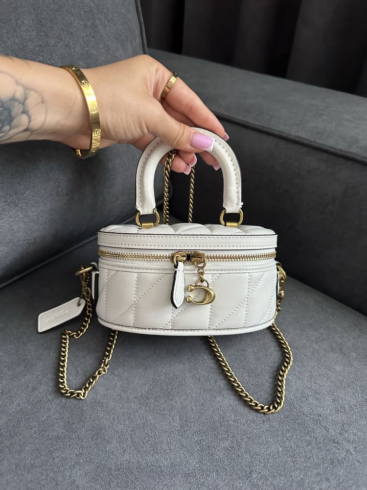 Шкіряна сумка міні Coach Trail Crossbody White/Gold, коуч