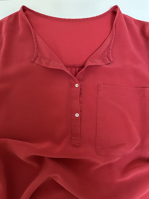 Czerwona Damska Bluzka Koszula Prześwitująca Casual Rozmiar S/M 36/38