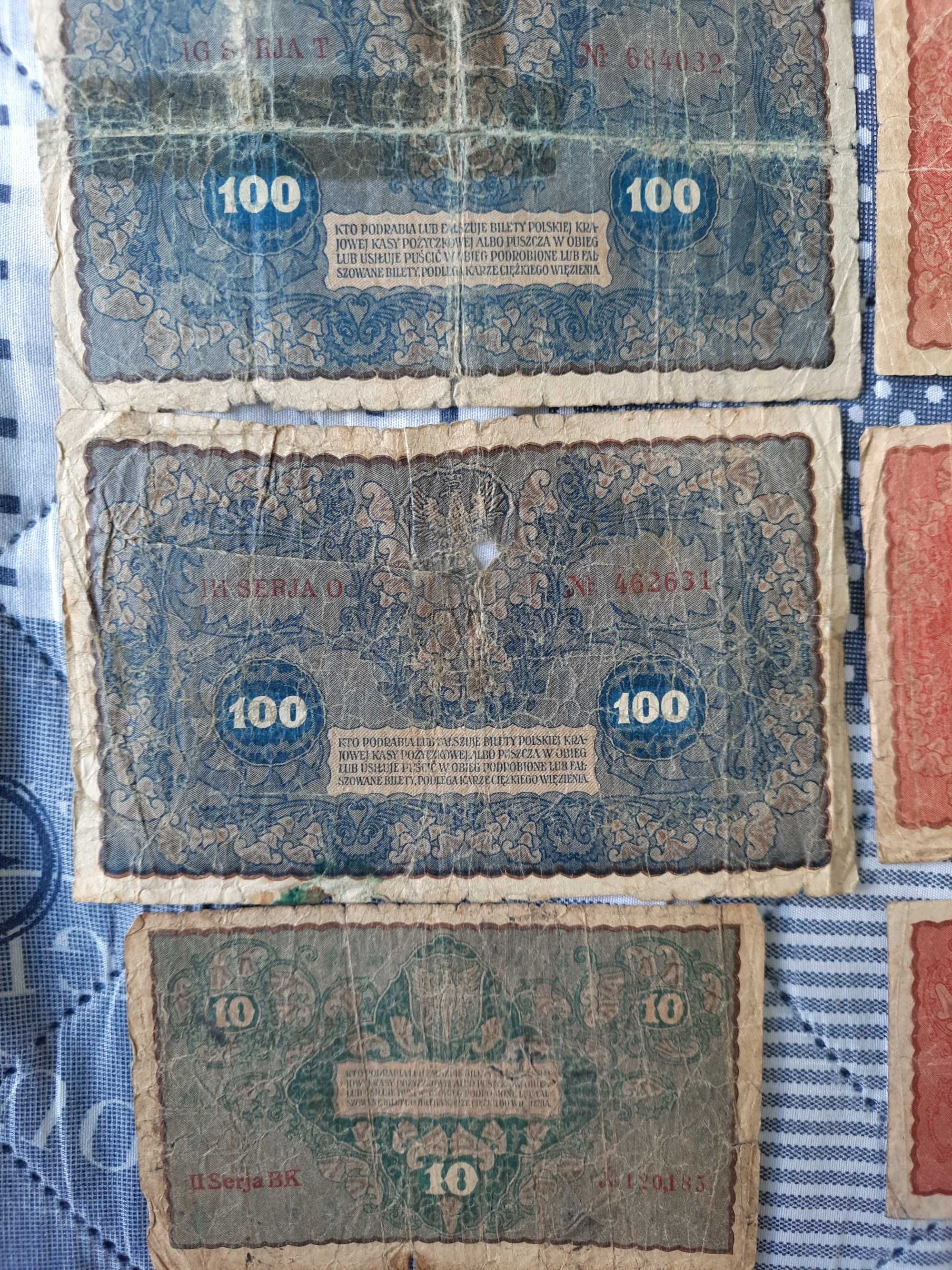 banknoty 1,10,20,100 marek polskich marki polskie okupacja PRL 1919