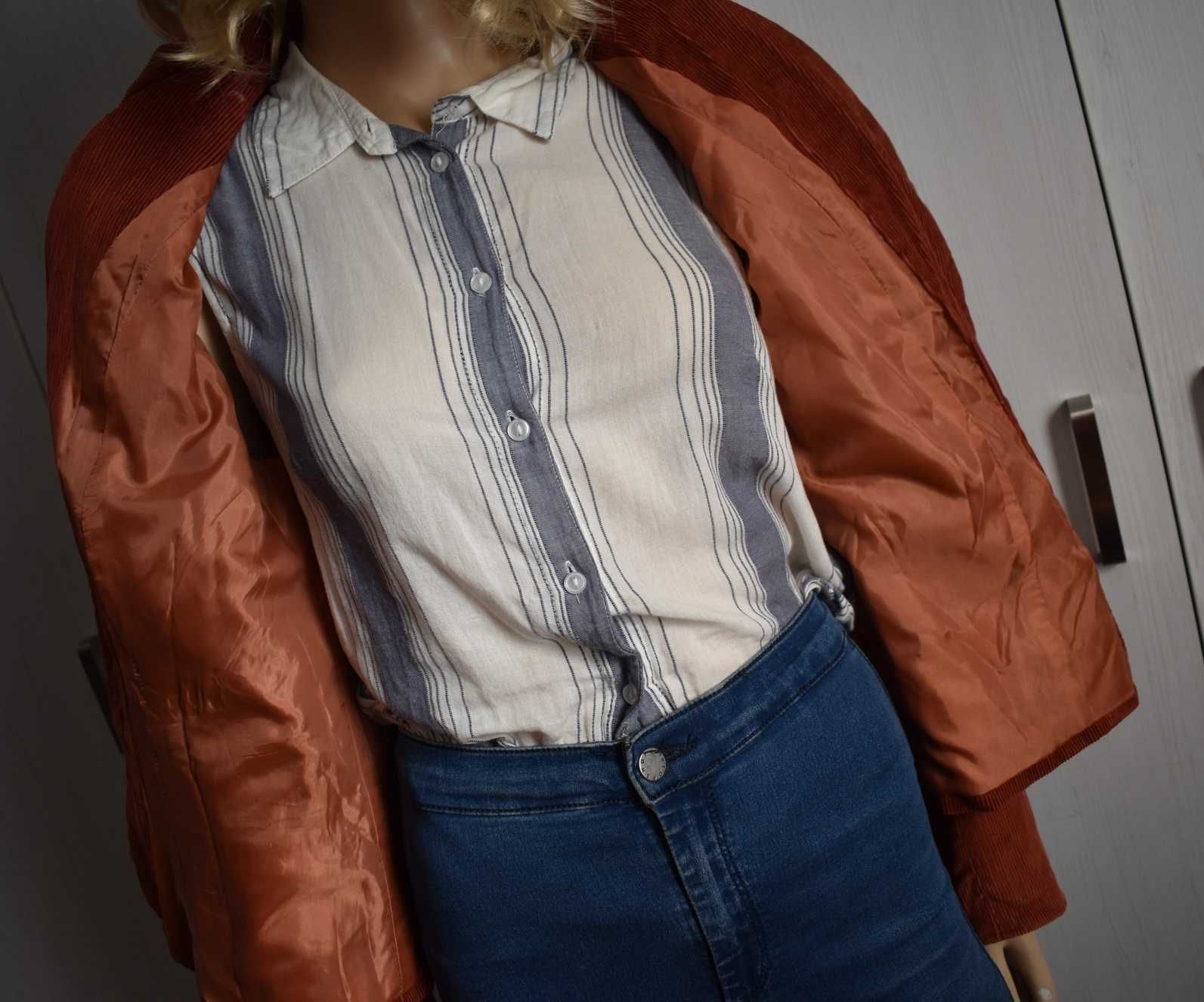 Marynarka 40 L żakiet blazer sztruksowa elegancka biurowa slim bawełna