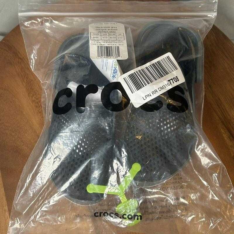 Крокс лайтрайд 360 чорні дитячі crocs kids literide 360 black/grey