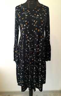 Sukienka ciążowa czarna w kwiaty S M 36 38 Bonprix wiskoza