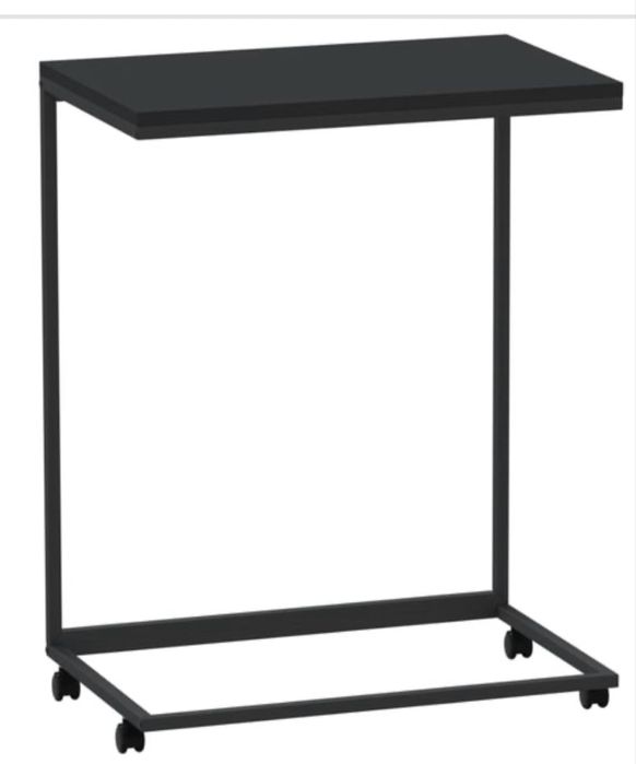 Stolik boczny na kółkach, czarny, 55x35x70 cm
