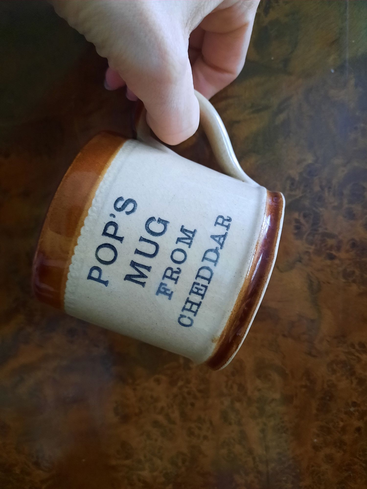 Pop's mug from cheddar kube kamionka porcelit brąz beż