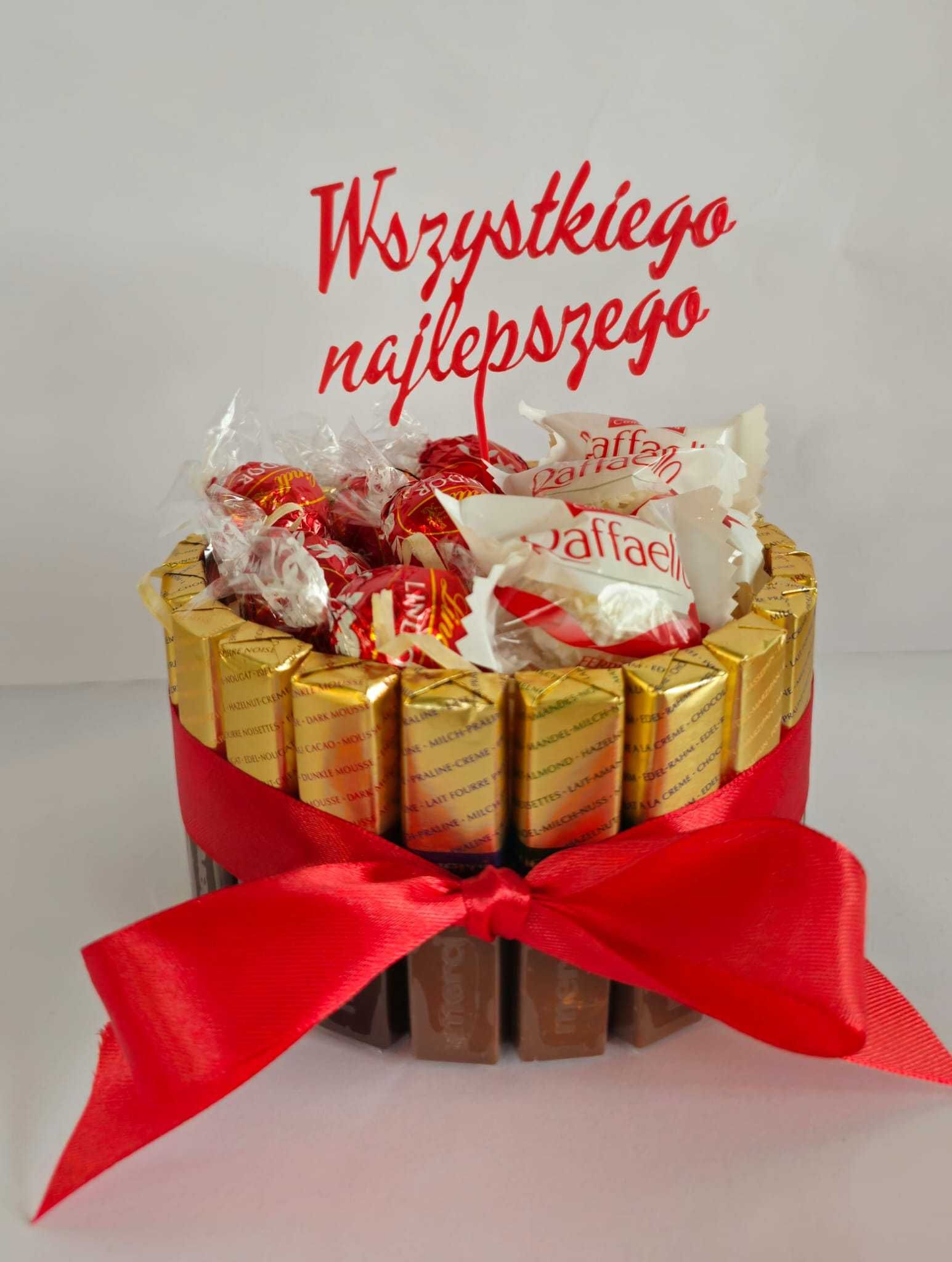 Tort Merci prezent upominek urodziny święta kosz box