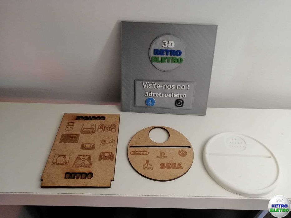 Adereços Gaming gravados a laser, Placas, Cubos, Light boxes