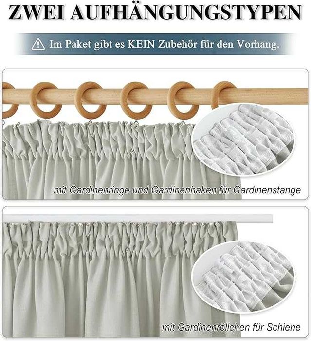 Zasłony PONY DANCE 245x140 cm, 2 szt. półprzezroczyste, len, na taśmie