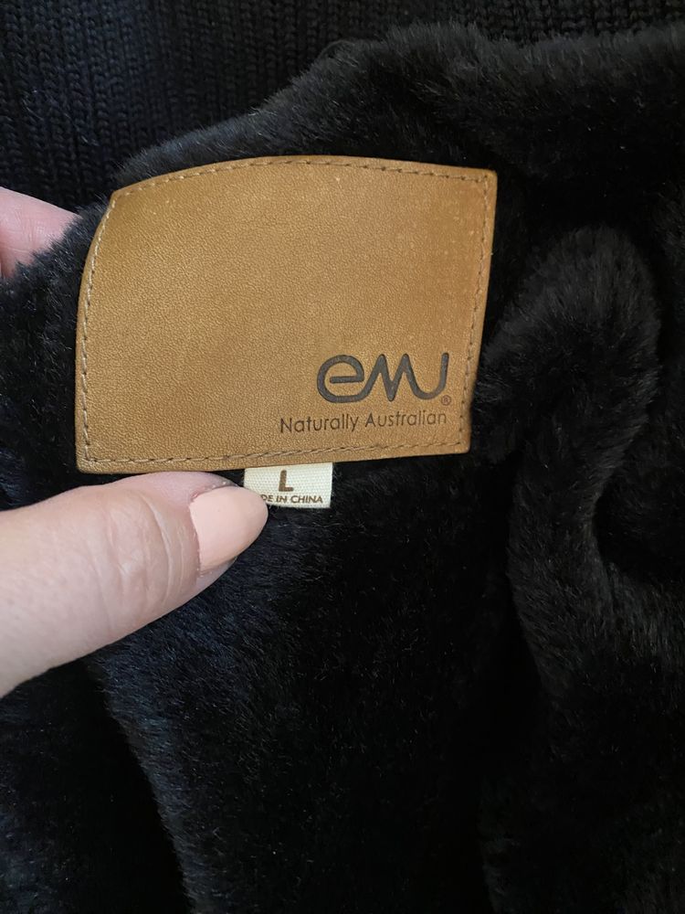 Kamizela EMU kożuch skóra naturalna z kapturem