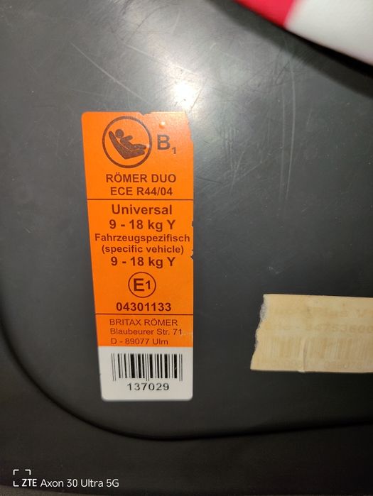 BRITAX ROMER DUO Plus fotelik 9-18kg