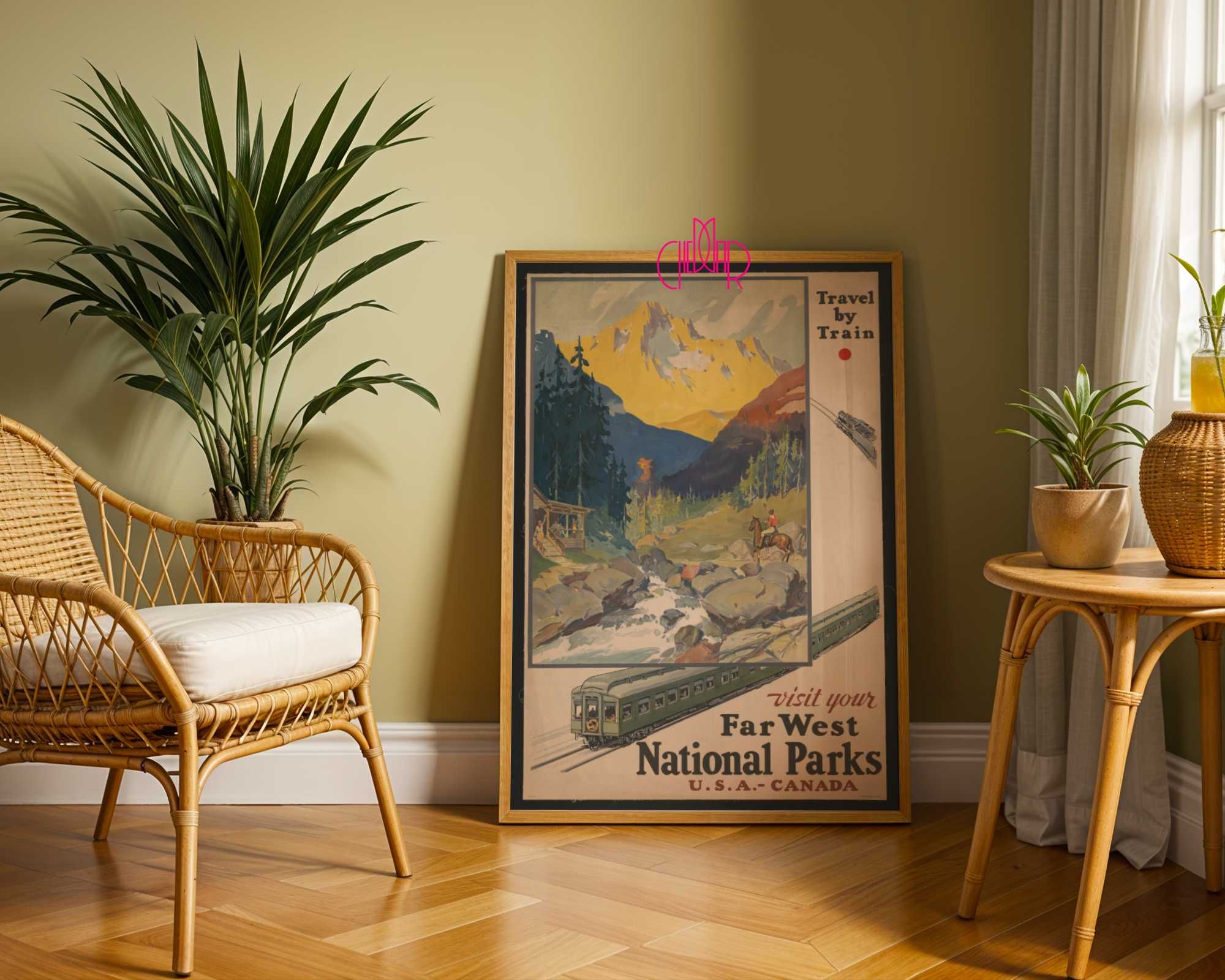 Plakat „Far West National Parks”, vintage, USA, Kanada, Parki Narodowe