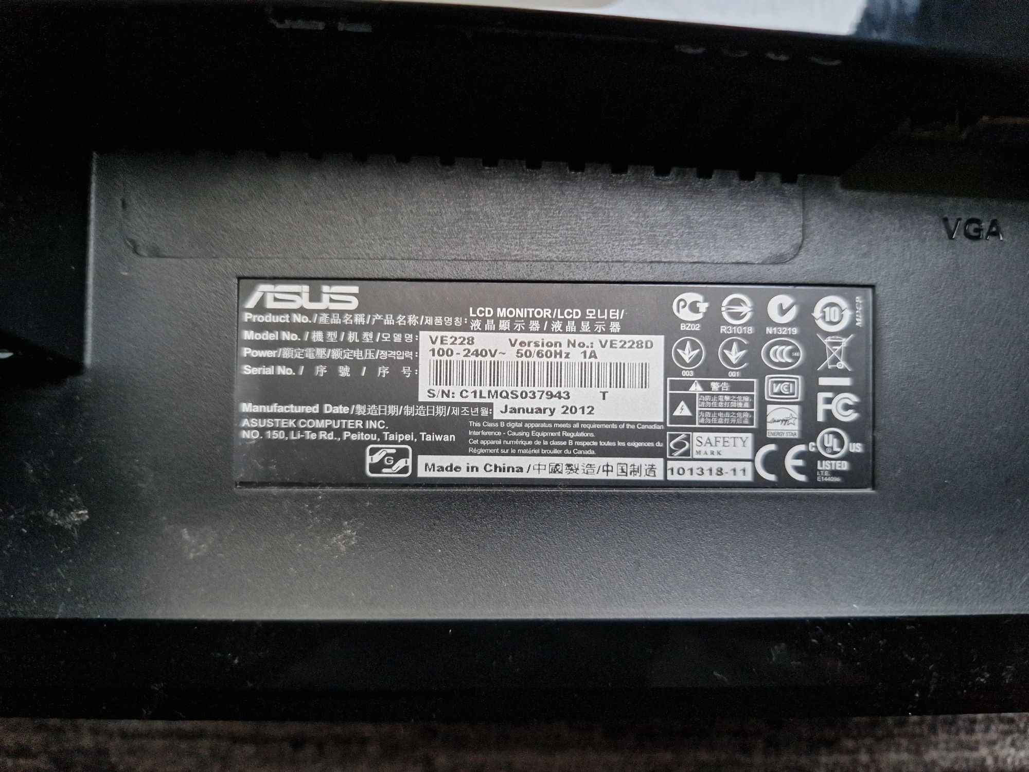Monitor Asus VE228D apenas VGA