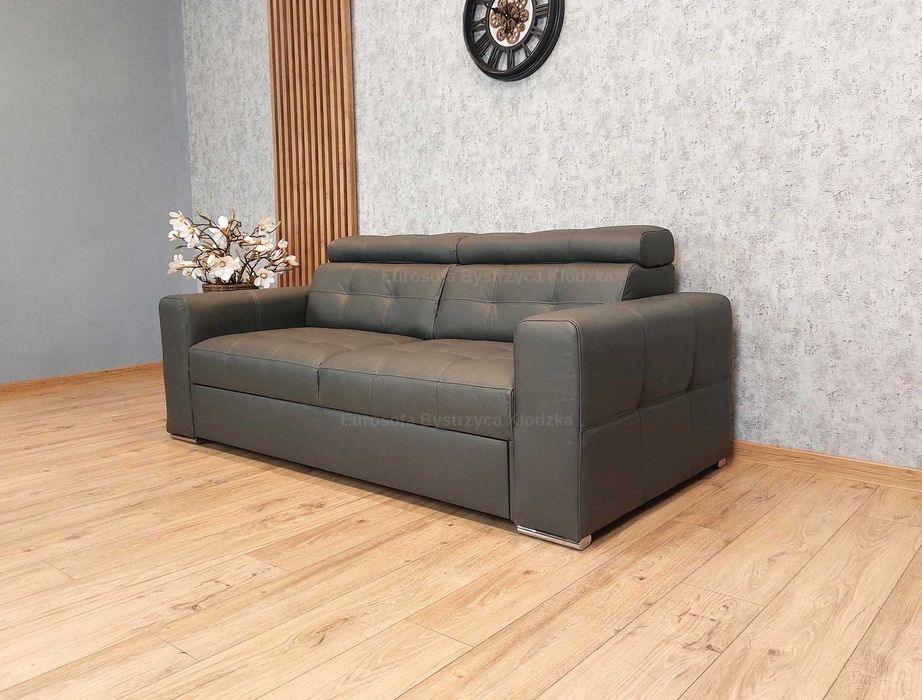 Kanapa 3os z funkcją spania + fotel włoska skóra naturalna