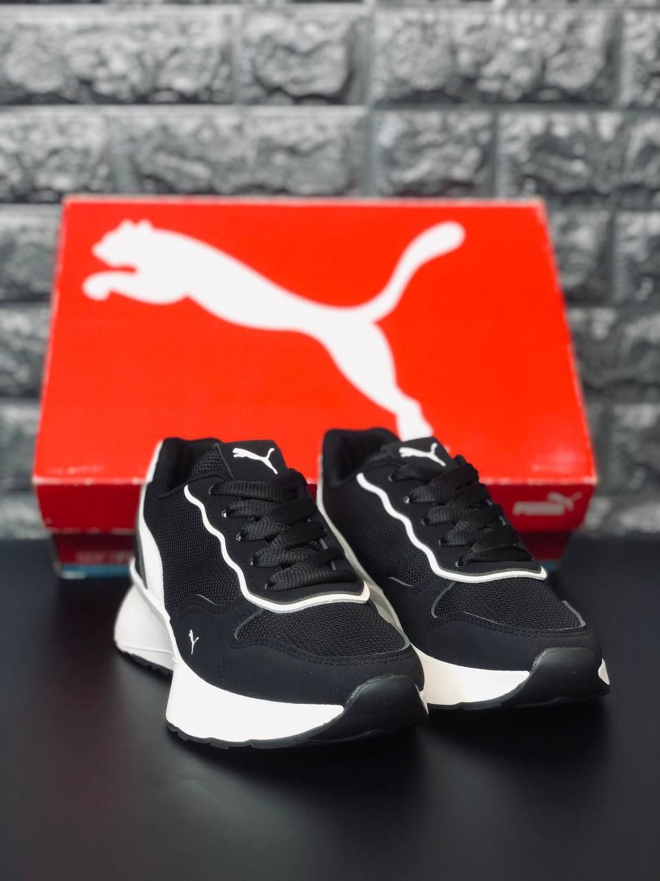 PUMA женские черно-белые летние кроссовки/ пума/ натуральная кожа