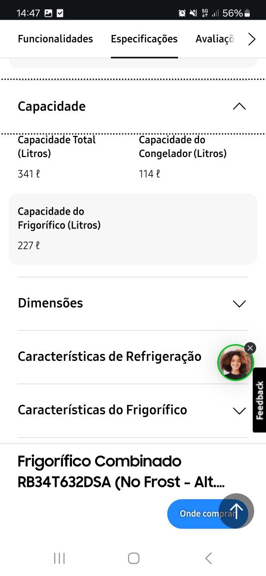 Frigorífico combinado Samsung