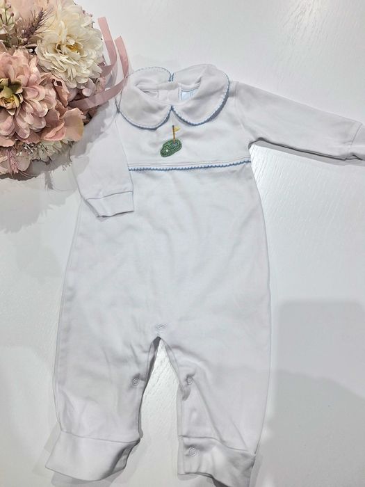 Nowy nowe Śpiochy, pajac biały Little English 3-6m 62/68