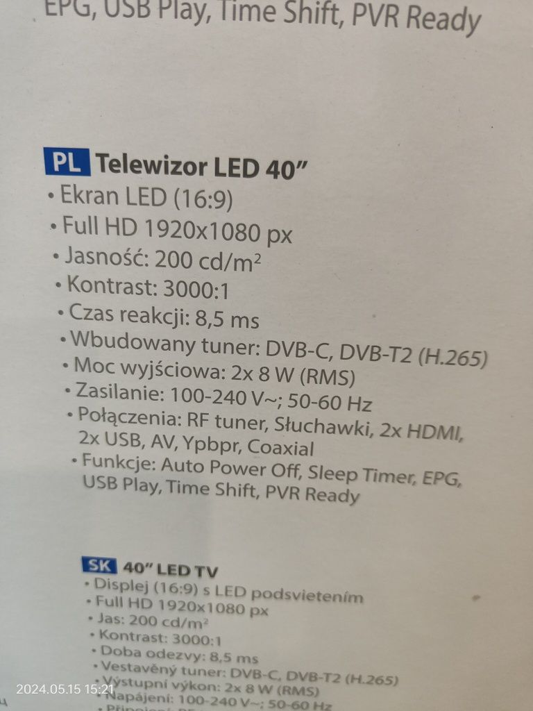 Telewizor Cabletech 40 cali nowy