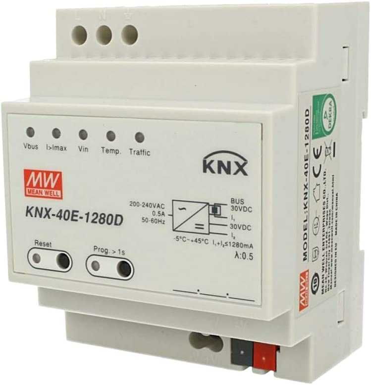 Mean Well KNX-40E-1280D EIB KNX Fonte de Alimentação com Diagnostico