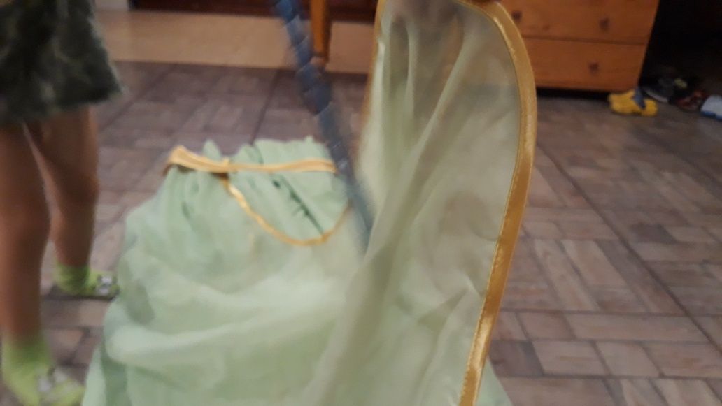 Baldachim 155x570 bajeczny łóżeczko szeroki tiulowy delikatny zielony
