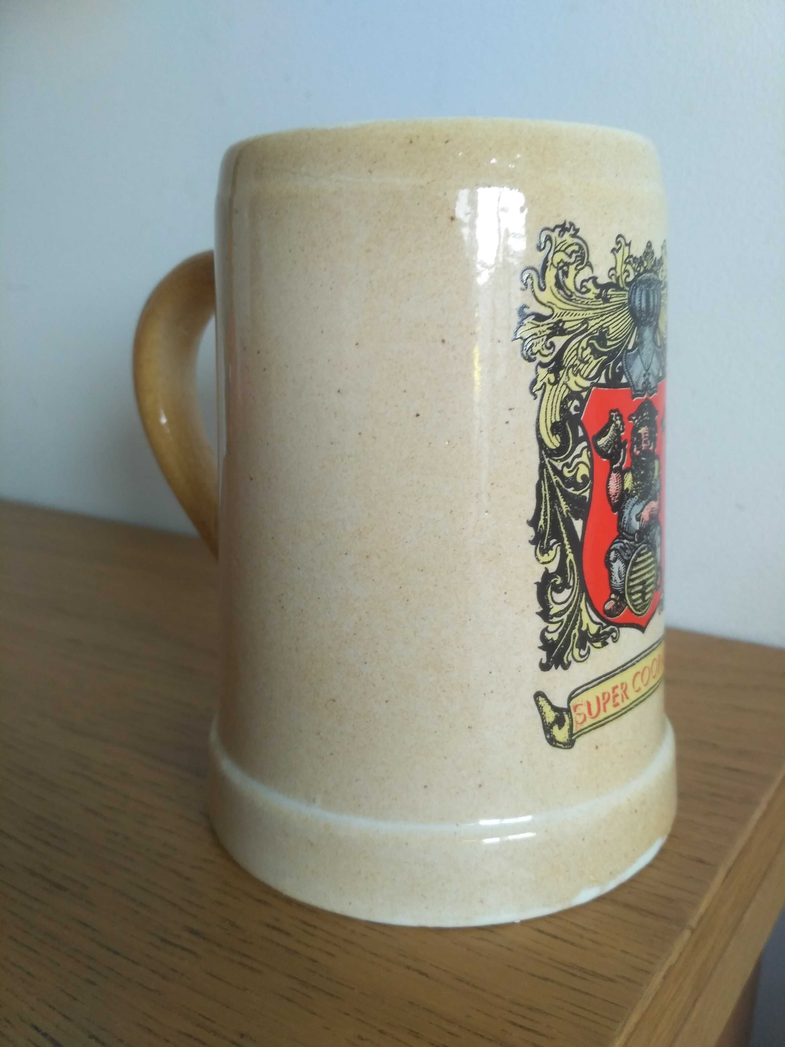 Vintage Guerin Gress Bouffioulx ceramiczny kufel piwо Super Coopele