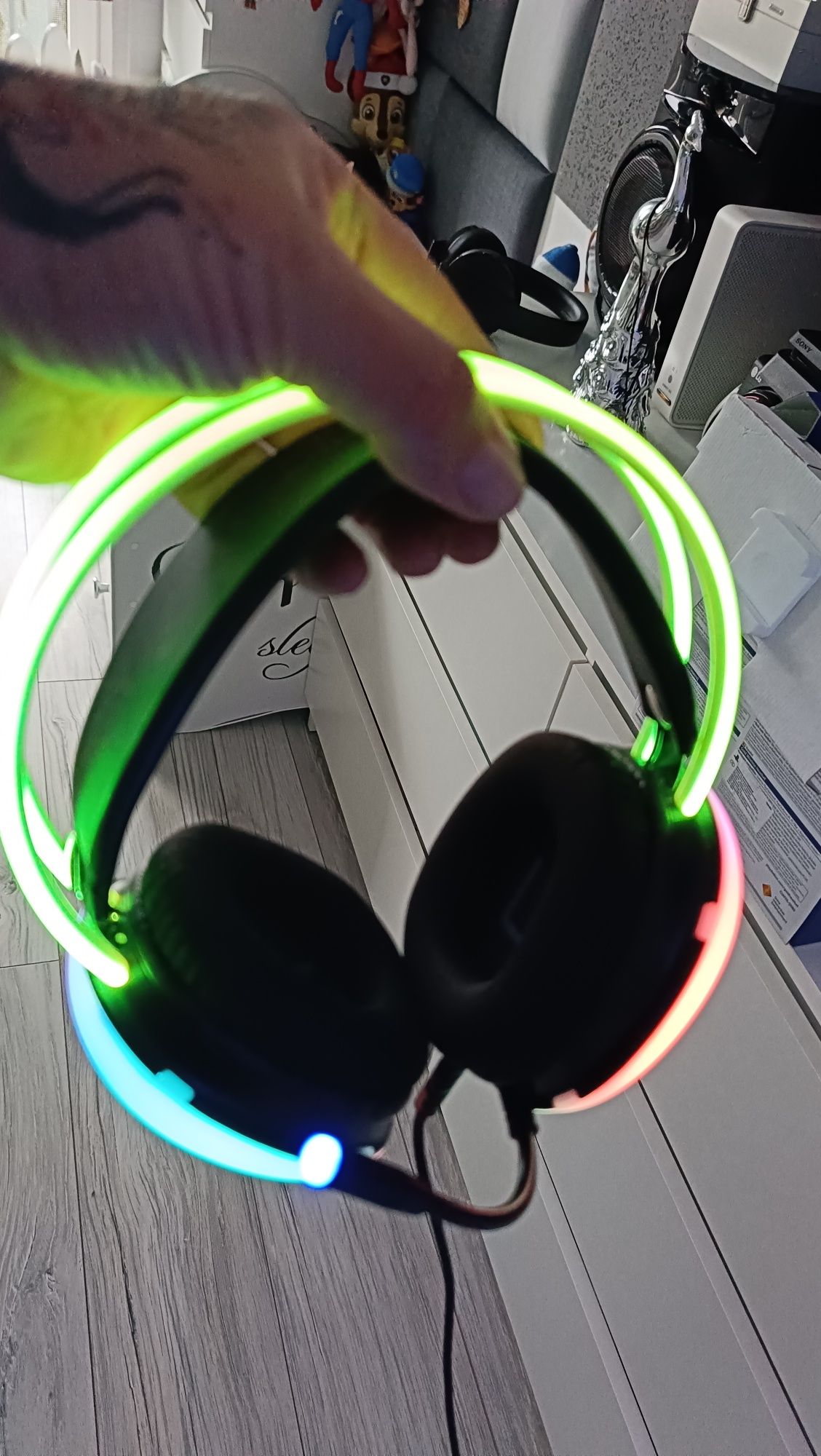 Słuchawki gamingowe podświetlane LED 16 kolorów