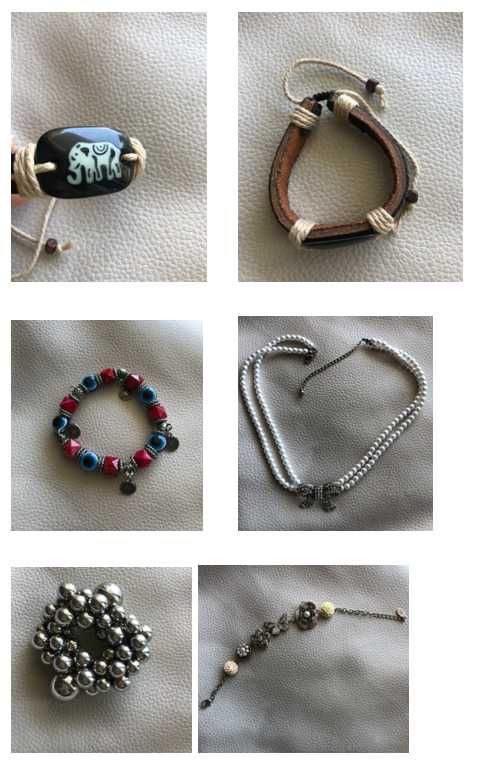 Caixa com bijuteria: pulseiras e fios
