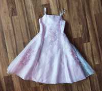 Sukienka wizytowa wesele komunia święta 8 9 lat różowa Ladybird hafty