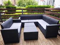 Zestaw mebli ogrodowych rattan narożnik + sofa + 2 stoliki