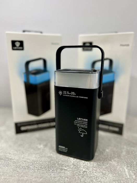 Павер банк Lenyes 40000mAh RGB підсвітка,