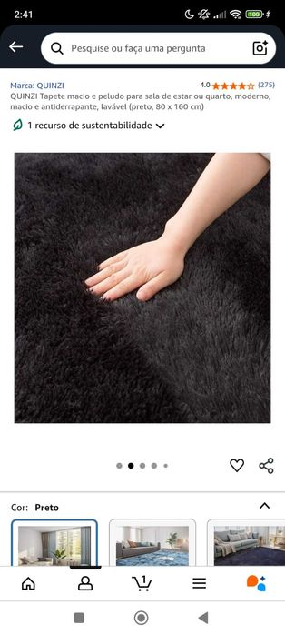 Tapete preto 180cmx270cm