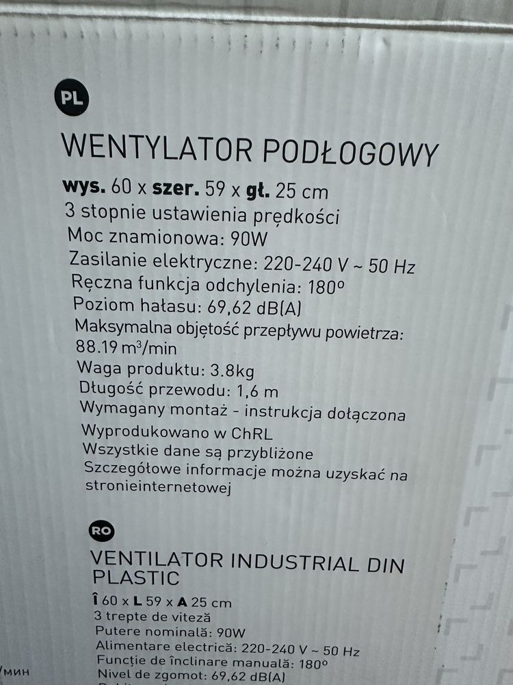 WENTYLATOR Podłogowy 50 CM czarny