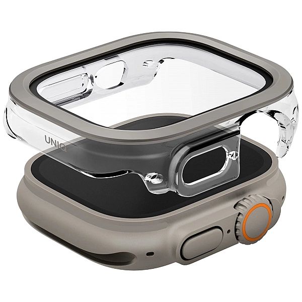 Etui ze szkłem hartowanym UNIQ Voute na Apple Watch Ultra 49 mm - sreb