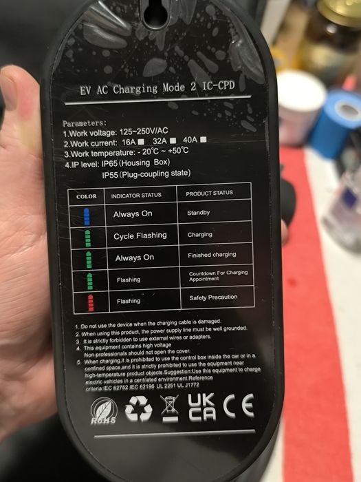 Carregador portátil AFEEV Tipo 2 para veículos elétricos, 7 kW, 32 A,