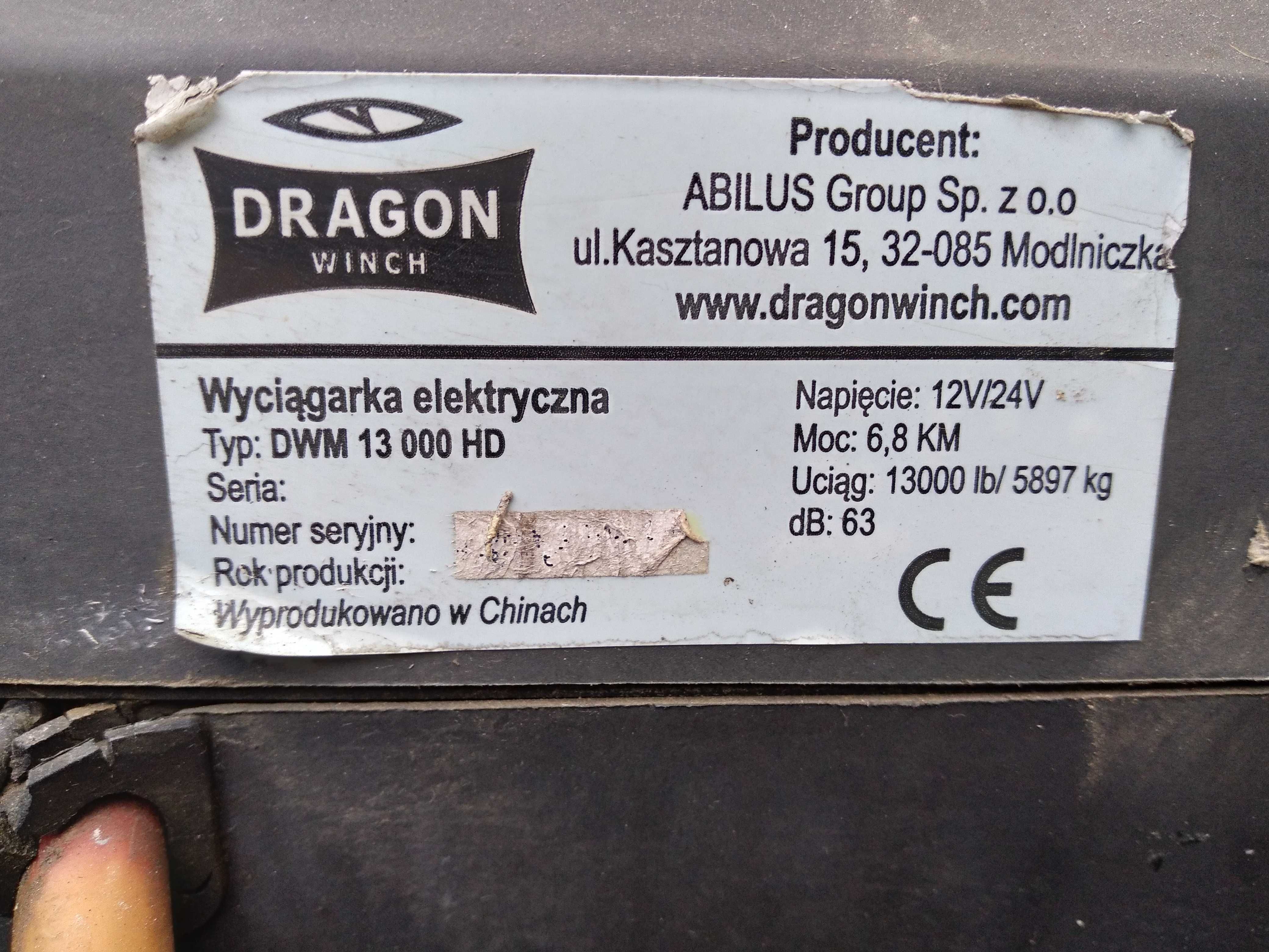 wciągarka elektryczna DRAGON 12V 6 T do lawety