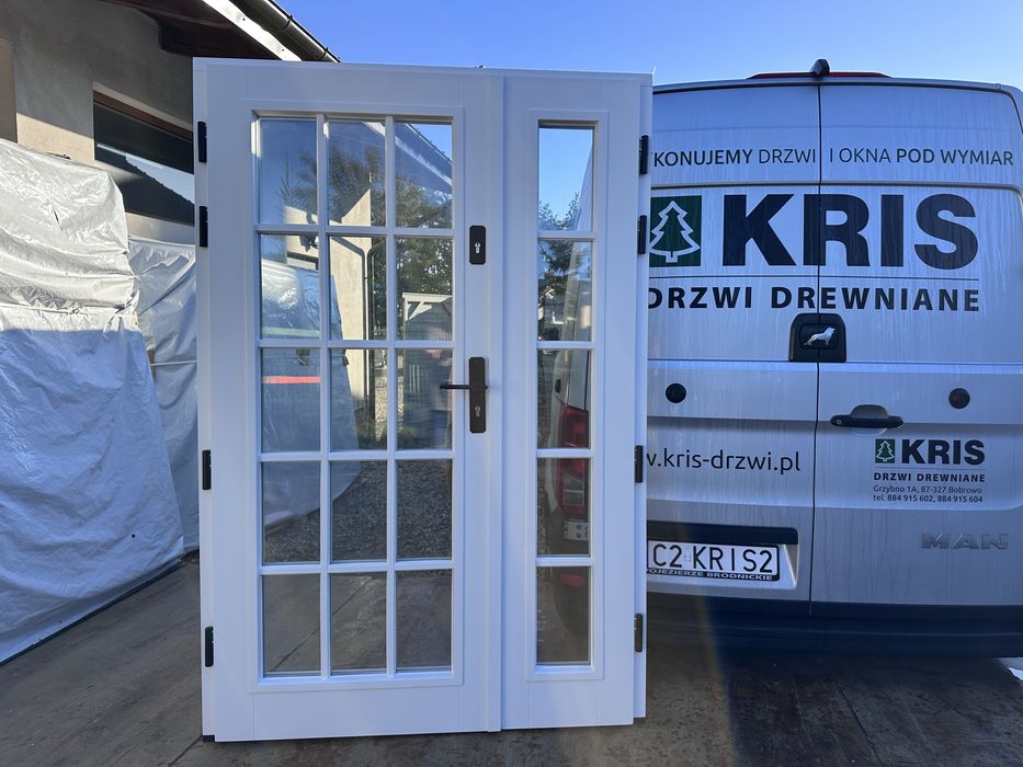 Drzwi zwenętrzne drewniane dwuskrzydłowe Na wymiar Cała Polska i UE