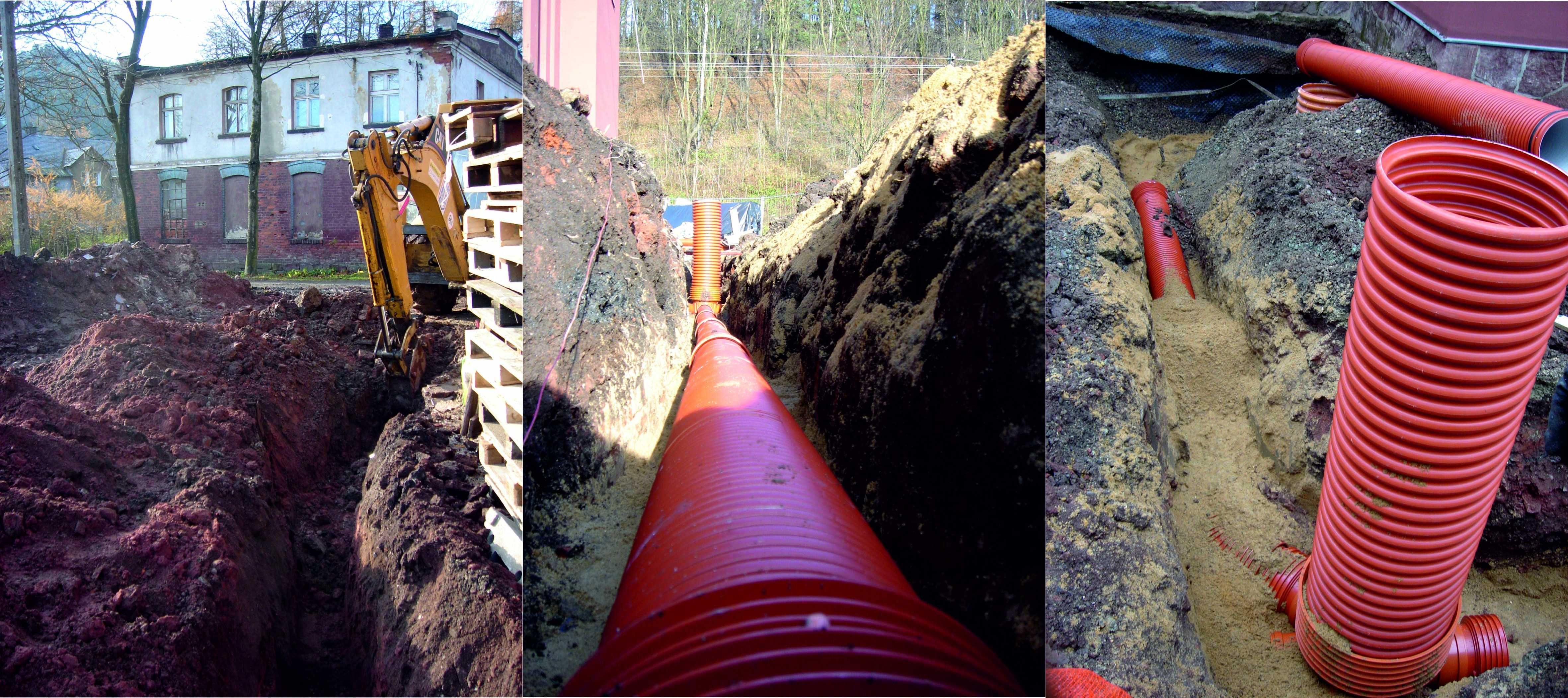 Koparka Koparko ładowarka prace ziemne wykopy pod fundameny instalacje