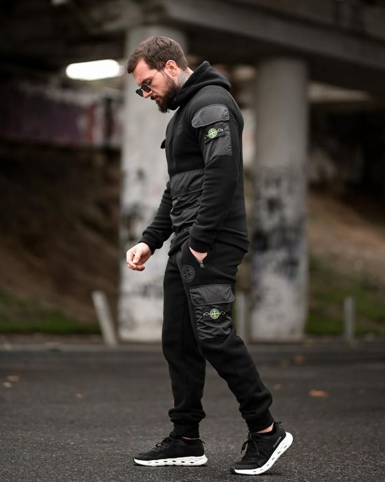 Флісовий костюм island Stone black мілітариний зимовий тактичний