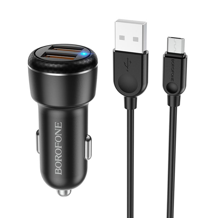 Borofone Ładowarka samochodowa BZ17 Core - 2xUSB - QC 3.0 18W z