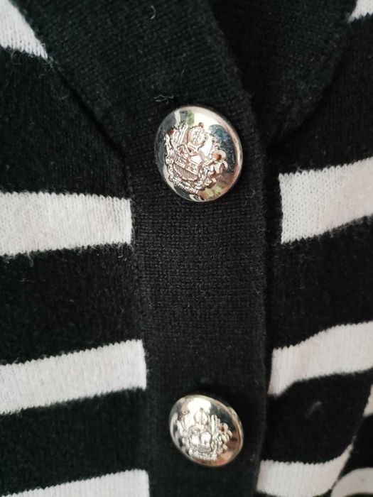 155/ czarno-biały cienki bawełniany sweterek damski eleganckirozm S/M