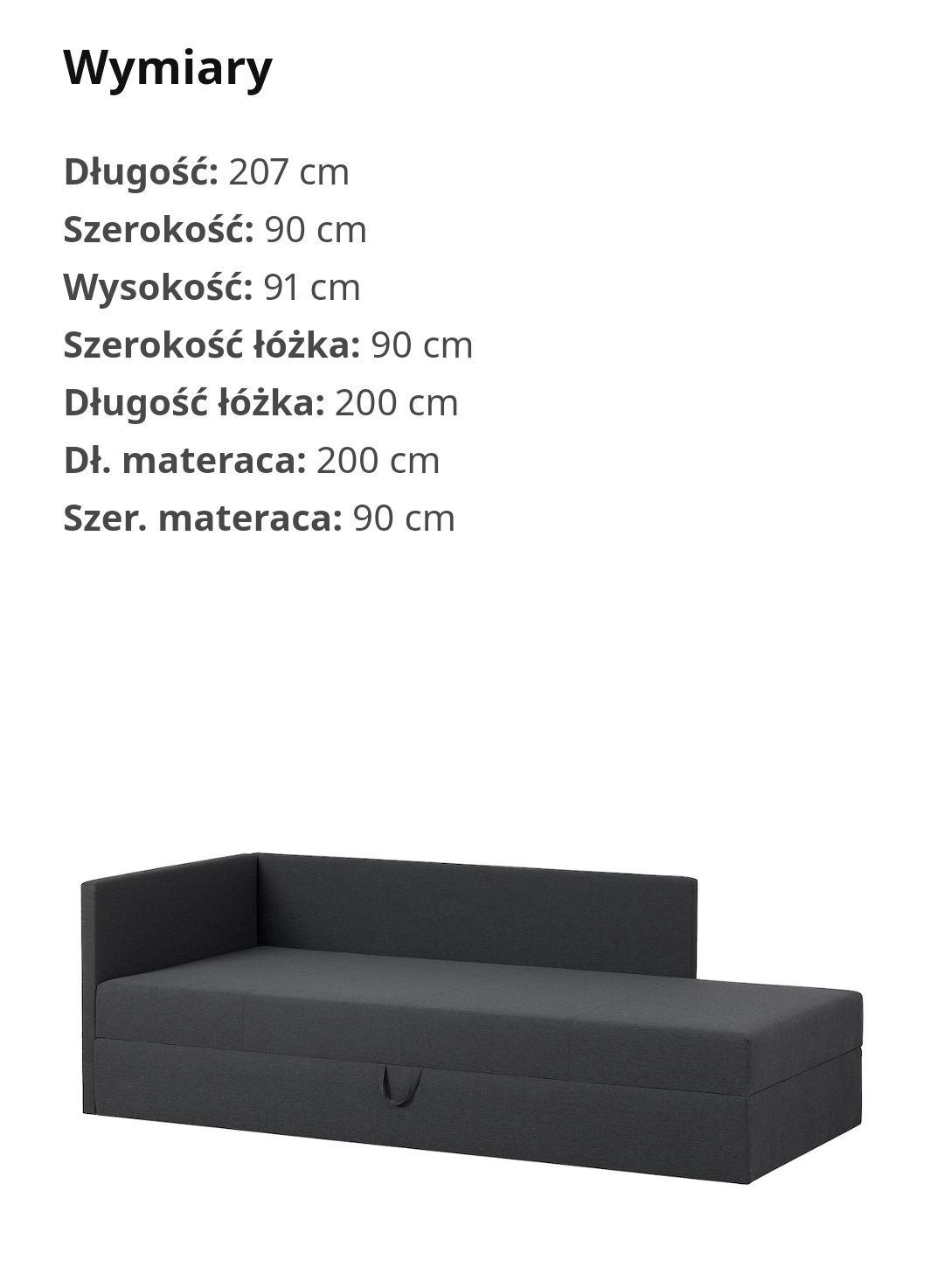 Leżanka Ikea Otern 90x200 szara