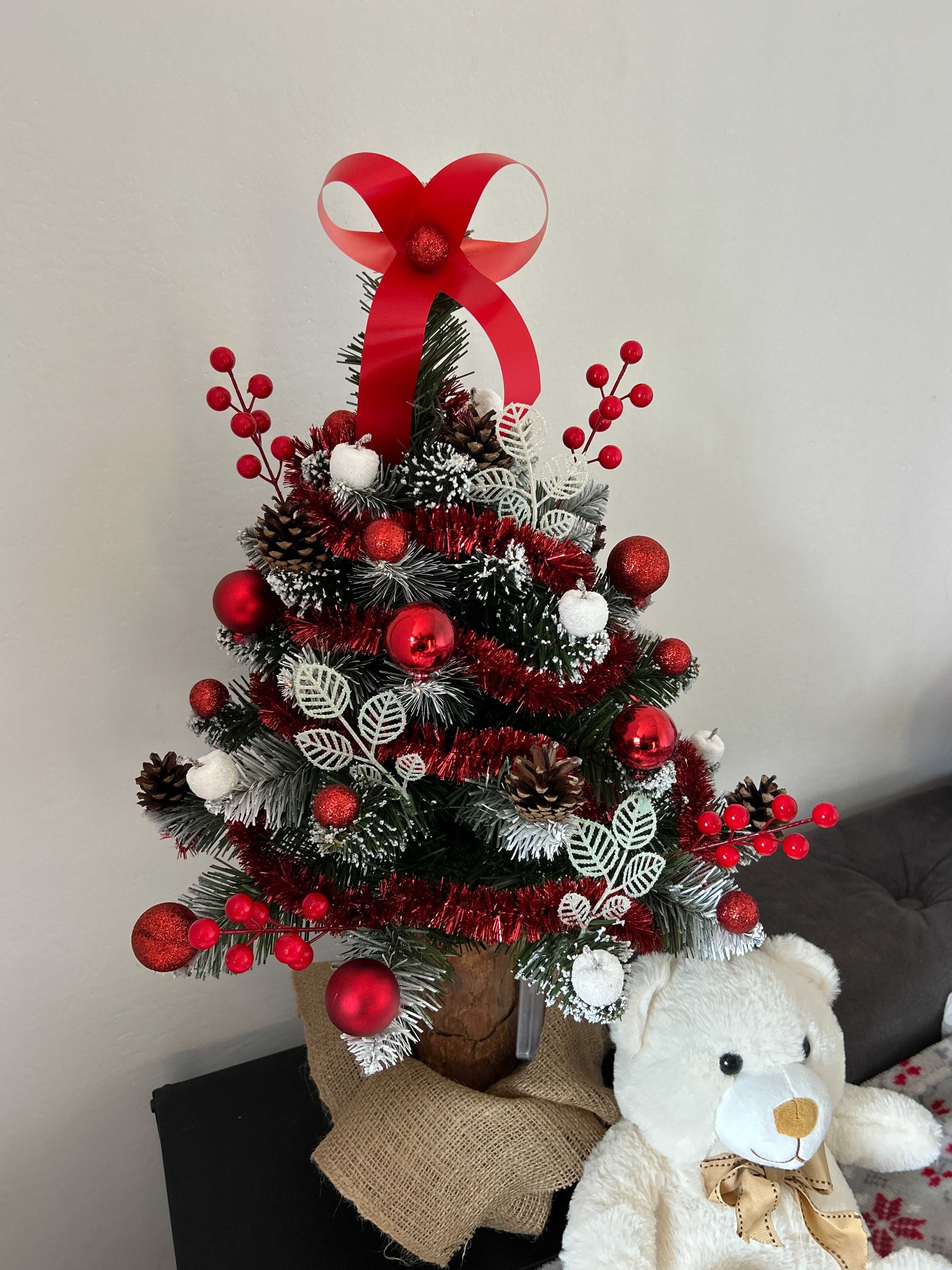 Choinka na pniu 70 cm z DEKORACJĄ i ozdobami - ubrana [producent]
