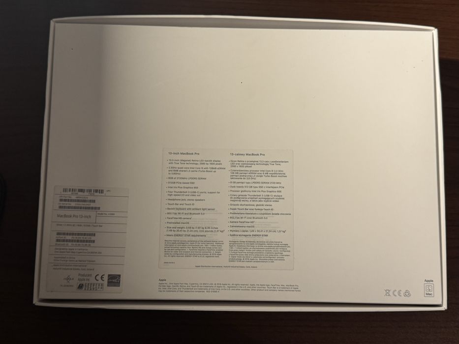 MacBook Pro 13” 2018 i5/8GB/512GB, Retina, 4x Thunderbolt 3