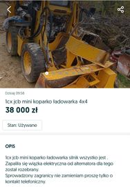 1cx jcb mini koparko ładowarka 4x4