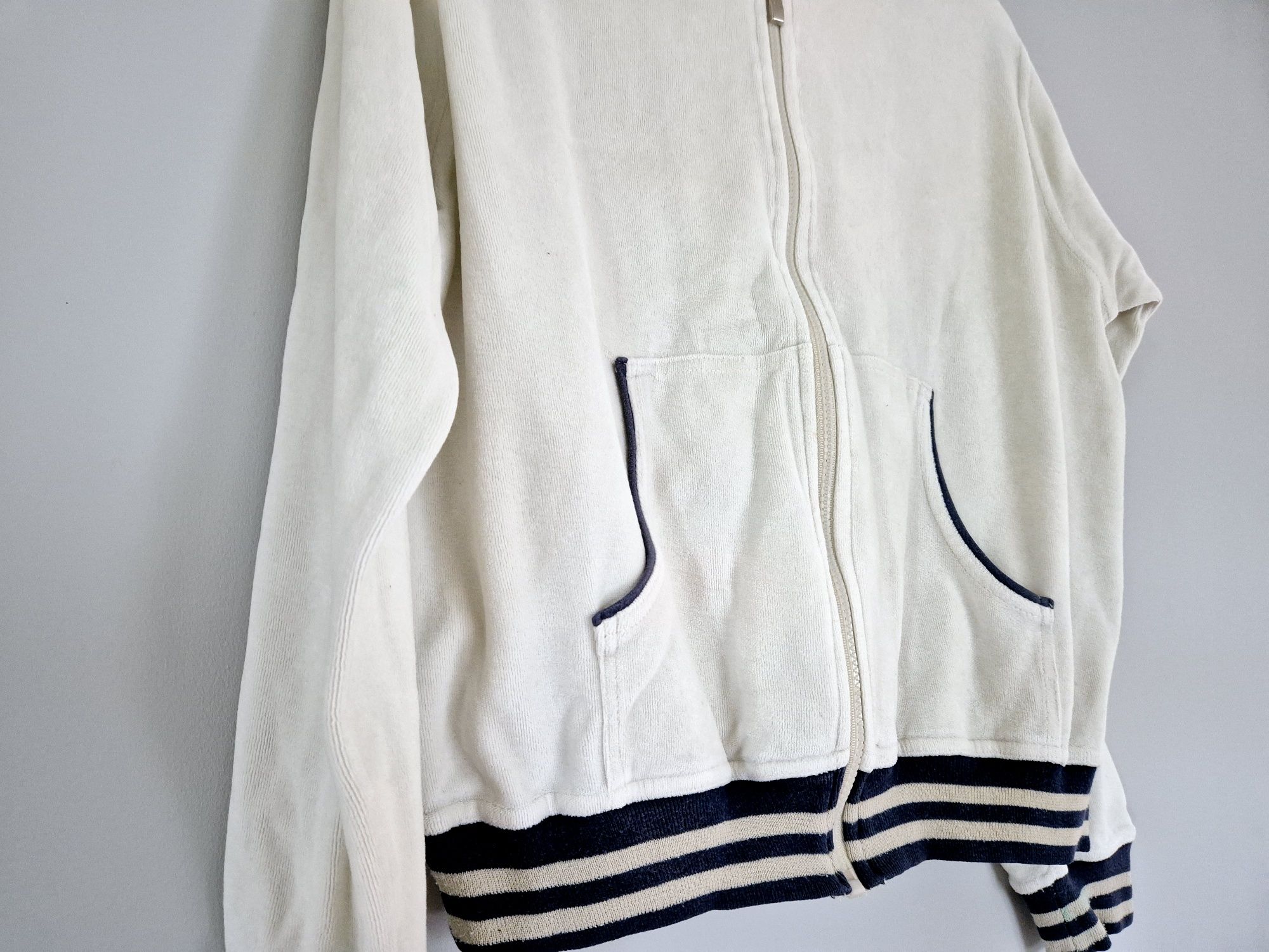 Kremowa bluza L 40 bluzka na zamek dres sportowa