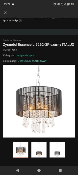 Żyrandole i lampa Essence czarne