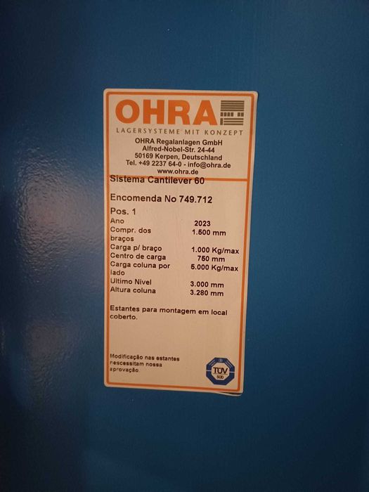 Conj. 2 Estantes OHRA  - Sistema Cantilever 60