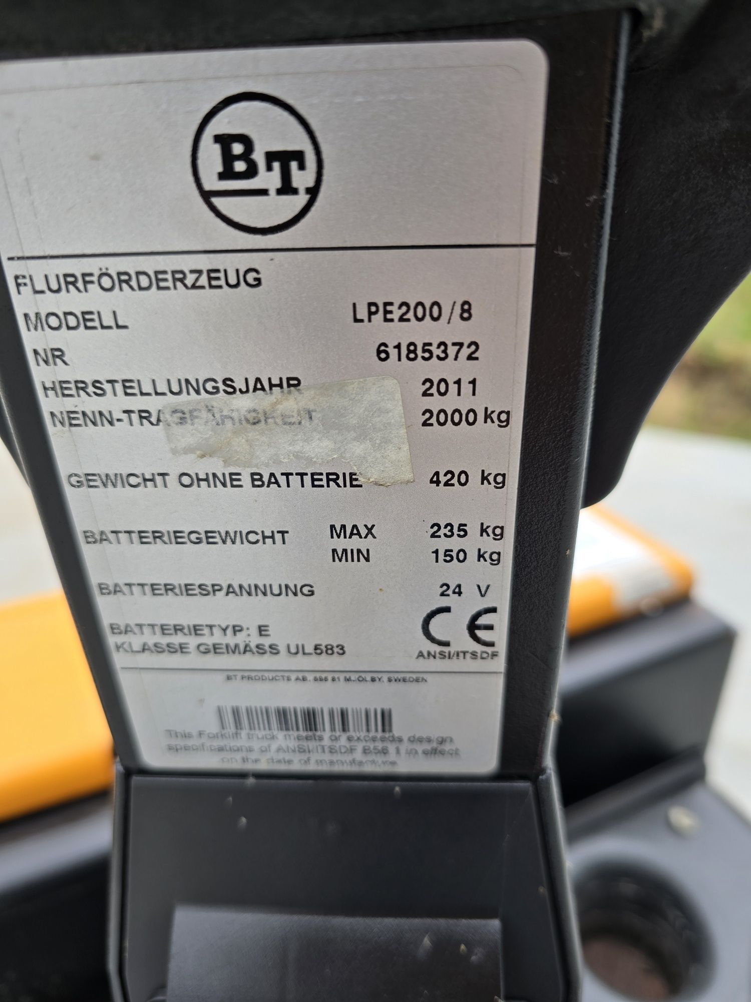 Wózek paletowy elektryczny Toyota BT LPE200 bat2020r paleciak 2tony