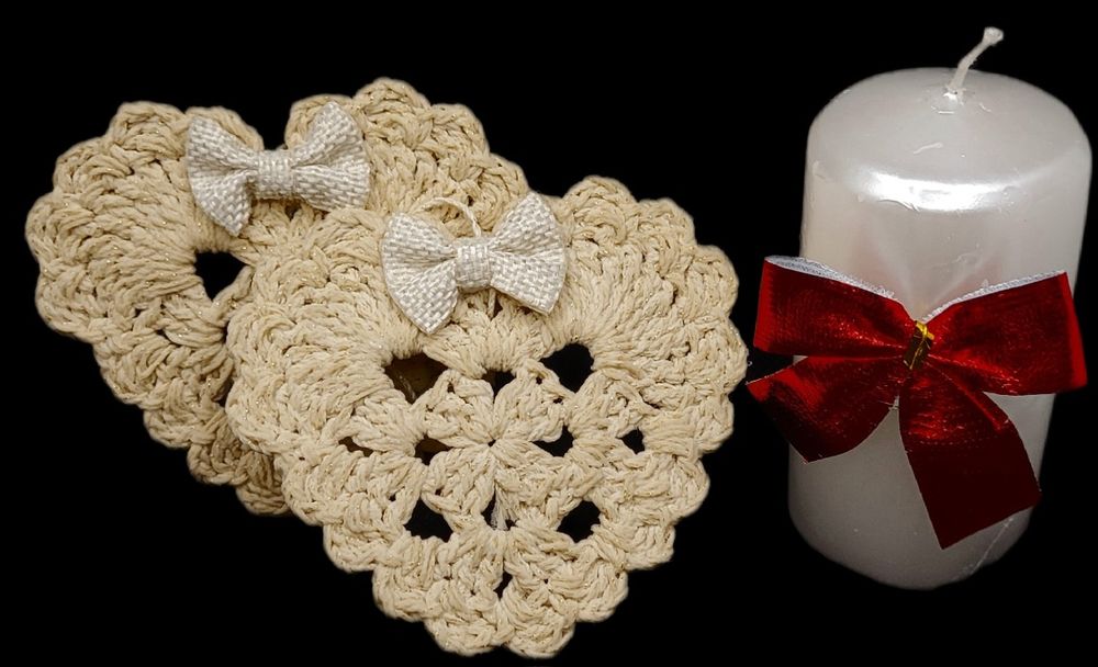 Serduszka zawieszki choinkowe ręcznie wykonane 2szt