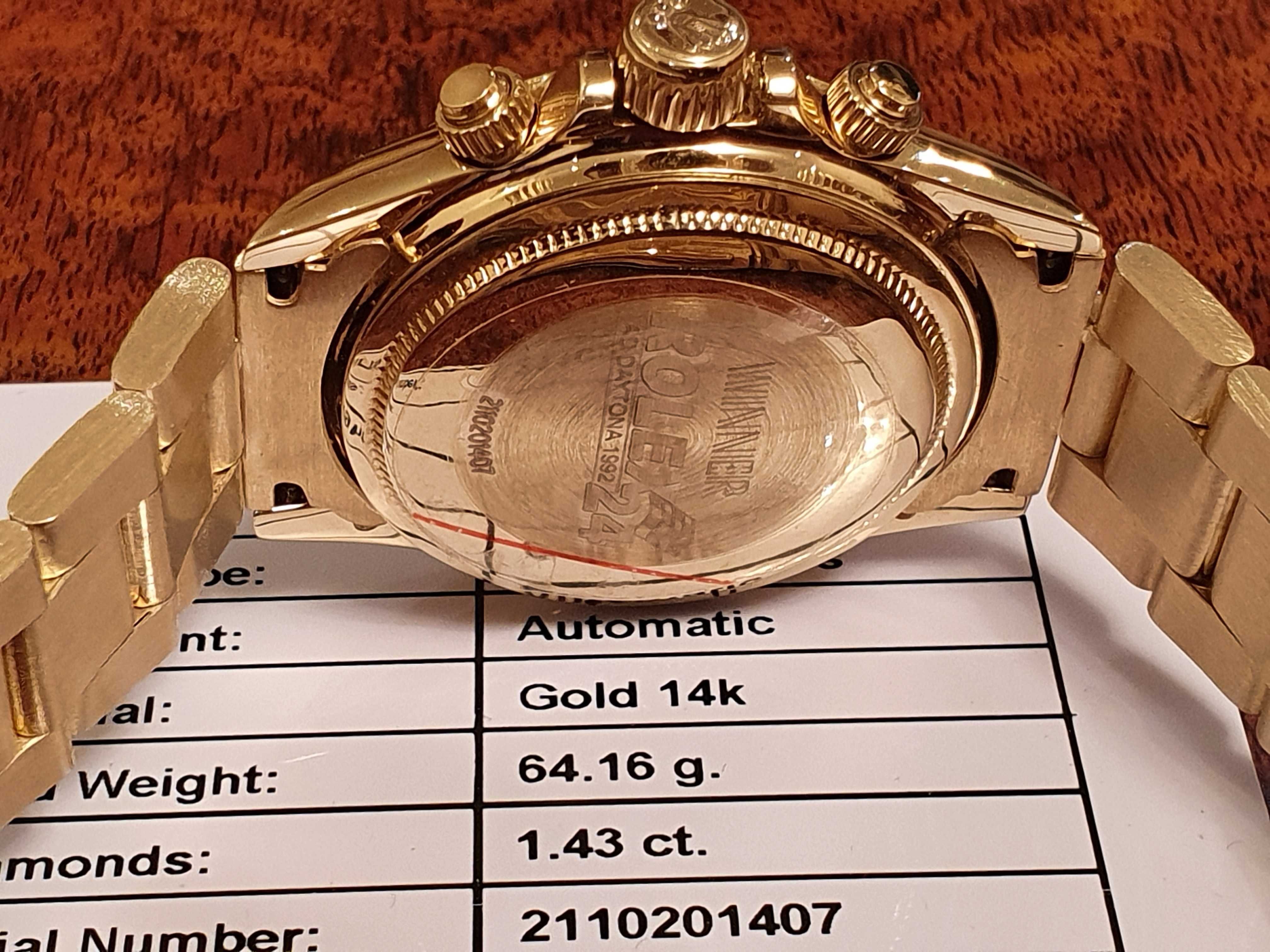 ZŁOTY ZEGAREK 109-Gram Z Diamentami 452szt -585 /14k-złota Bransoletka