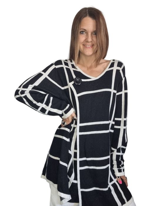 Czarno-biała bialy sweterek samoon Gerry Weber rozmiar 48-52